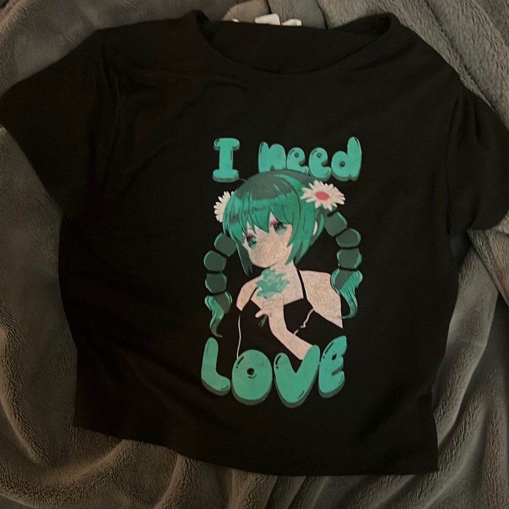 Birch and Stone crop top I need love black